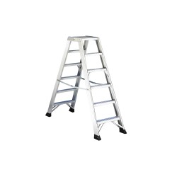 Escalera de tijera de doble subida con peldaño ancho  y plataforma