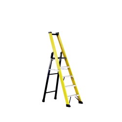 Escalera de fibra de vidrio con plataforma y guardacuerpo