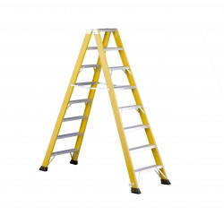 Escalera de fibra de vidrio de tijera con peldaño ancho