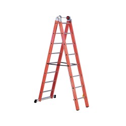 Escalera de fibra de vidrio transformable de 2 tramos para trabajos eléctricos