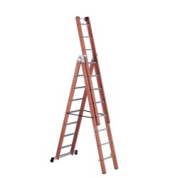 Escalera de fibra de vidrio transformable de 3 tramos para trabajos eléctricos